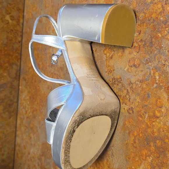 Stuart Weitzman Metallic Silver Dayna Platform Sandals/Heels - Picture 7 of 13